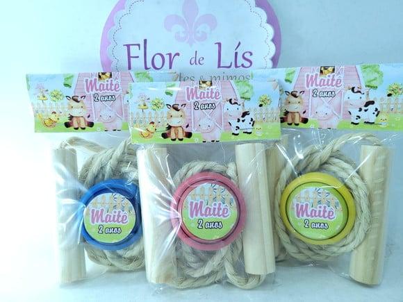 Kit Divertido Lembrancinha Fazendinha Rosa Corda e Ioiô