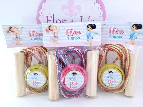 Kit Divertido Menina Ginástica Lembrancinha Corda e Ioiô