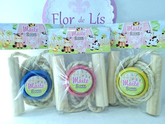 Kit Divertido Lembrancinha Fazendinha Rosa Corda e Ioiô