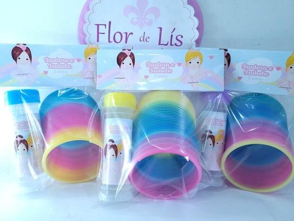 Kit Divertido Mola e Bolha Bailarina Arco Íris Lembrancinha