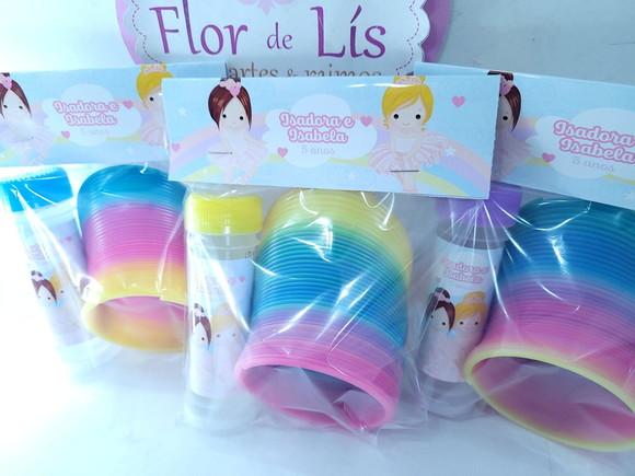 Kit Divertido Mola e Bolha Bailarina Arco Íris Lembrancinha