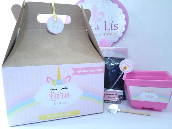 Kit Ecológico na Maleta de Papel Unicórnio Lembrancinha