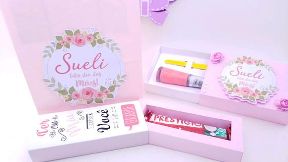 Kit Esmalte Lixa de Unhas e Prestígio Dia das Mães Sacola