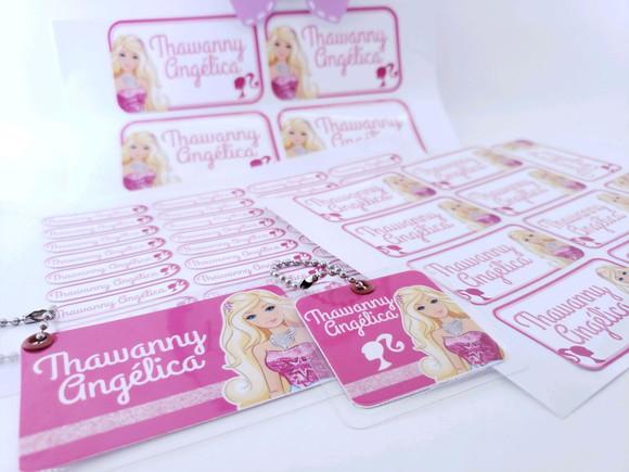 Kit Etiqueta Escolar Barbie Chaveiro Mochila e Lancheira
