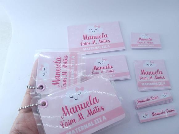 Kit Etiqueta Escola Nuvem Chaveiro Mochila e Lancheira