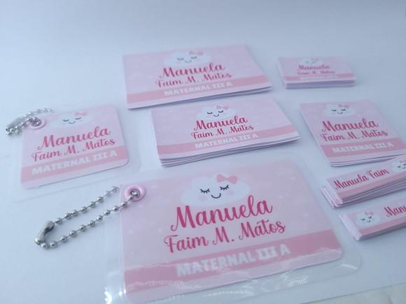 Kit Etiqueta Escola Nuvem Chaveiro Mochila e Lancheira