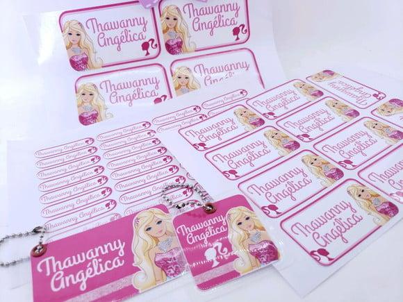 Kit Etiqueta Escolar Barbie Chaveiro Mochila e Lancheira