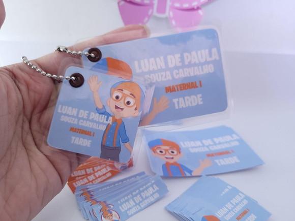 Kit Etiqueta Escolar Blippi 3 Chaveiros Mochila e Lancheira