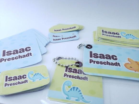 Kit Etiqueta Escolar Dinossauro Chaveiro Mochila e Lancheira