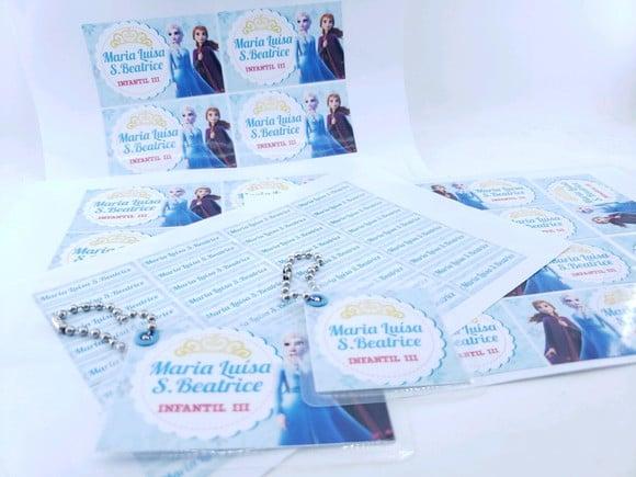 Kit Etiqueta Escolar Frozen Chaveiro Mochila e Lancheira