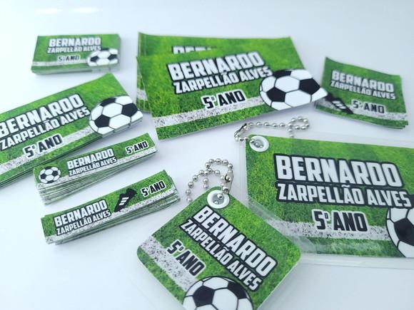 Kit Etiqueta Escolar Futebol Chaveiro Mochila e Lancheira