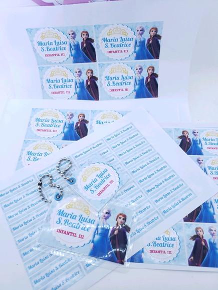 Kit Etiqueta Escolar Frozen Chaveiro Mochila e Lancheira