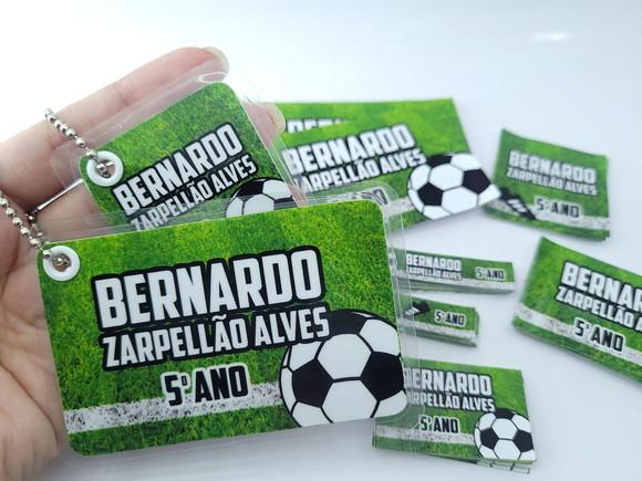 Kit Etiqueta Escolar Futebol Chaveiro Mochila e Lancheira