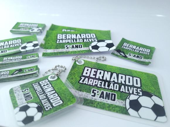 Kit Etiqueta Escolar Futebol Chaveiro Mochila e Lancheira