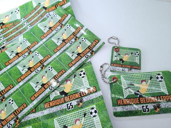 Kit Etiqueta Escolar Futebol Gol Chaveiro Mochila Lancheira