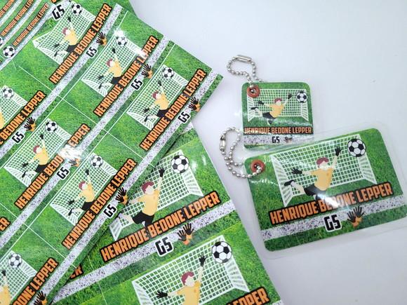 Kit Etiqueta Escolar Futebol Gol Chaveiro Mochila Lancheira