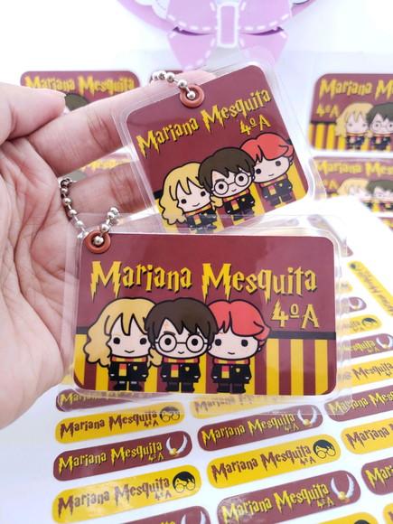 Kit Etiqueta Escolar Harry Potter Chaveiro Mochila Lancheira