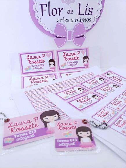 Kit Etiqueta Escolar Menina Chaveiro Mochila e Lancheira