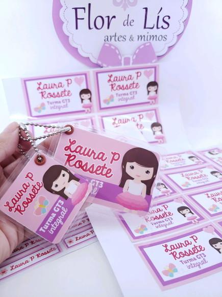 Kit Etiqueta Escolar Menina Chaveiro Mochila e Lancheira