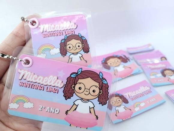 Kit Etiqueta Escolar Menina com Chaveiro Mochila e Lancheira