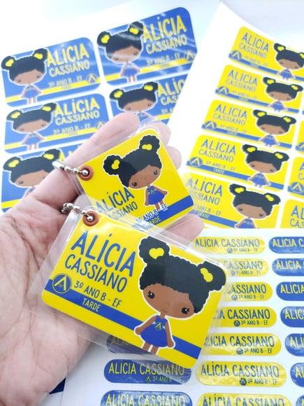 Kit Etiqueta Escolar Menina com Chaveiro Mochila e Lancheira