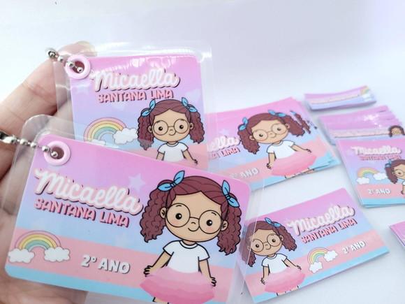 Kit Etiqueta Escolar Menina com Chaveiro Mochila e Lancheira