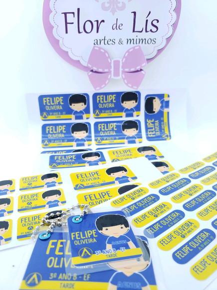 Kit Etiqueta Escolar Menino Chaveiro Mochila e Lancheira