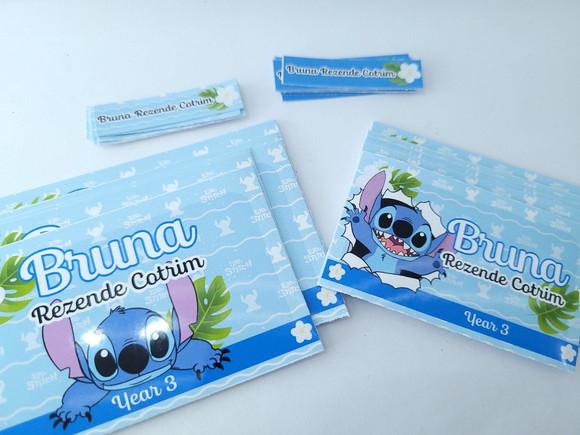 Kit Etiqueta Escolar Stitch Menina Azul