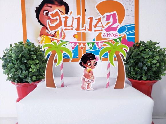 Kit Festa em Casa Moana Baby Topo e Bandeirola