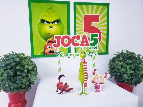Kit Festa em Casa o Grinch Topo e Bandeirola