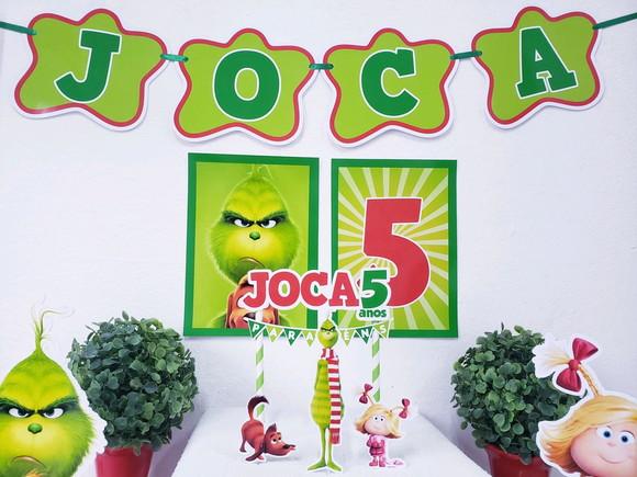 Kit Festa em Casa o Grinch Topo e Bandeirola