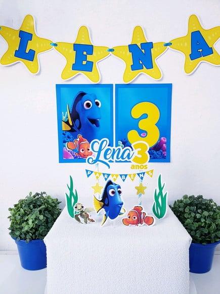 Kit Festa em Casa Procurando Dory e Nemo Topo e Bandeirola