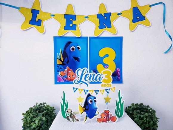 Kit Festa em Casa Procurando Dory e Nemo Topo e Bandeirola