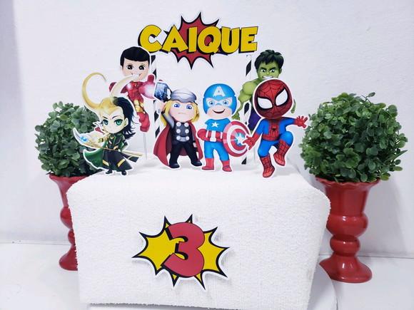 Kit Festa em Casa Super Heróis com Bandeirola e Topo
