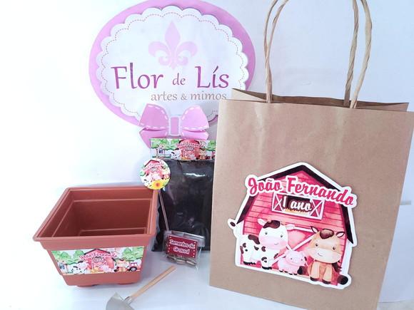 Kit Jardinagem com Sacola Fazendinha Aquarela Lembrancinha