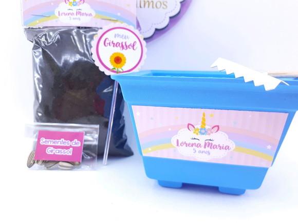 Kit Jardinagem Ecológico Unicórnio Azul