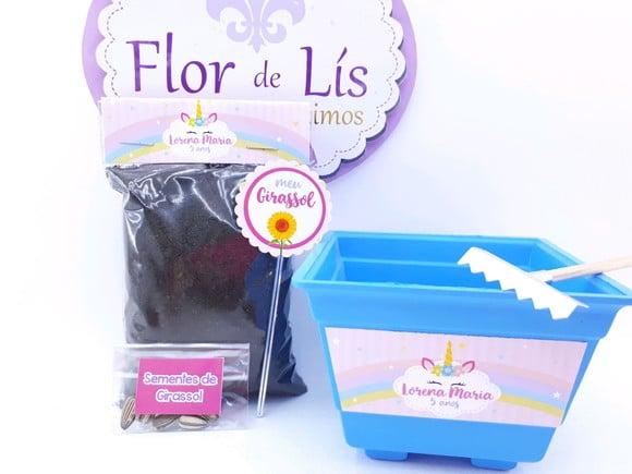 Kit Jardinagem Ecológico Unicórnio Azul