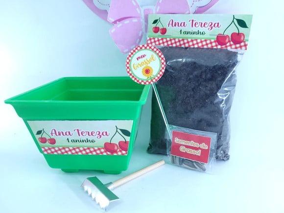 Kit Jardinagem Festa Cereja Lembrancinha Ecológica Cerejinha