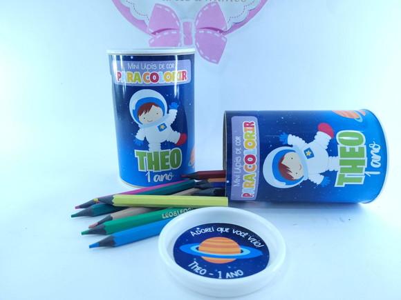 Kit Lápis de Cor Festa Astronauta Tubolata 12 Cores Galáxia