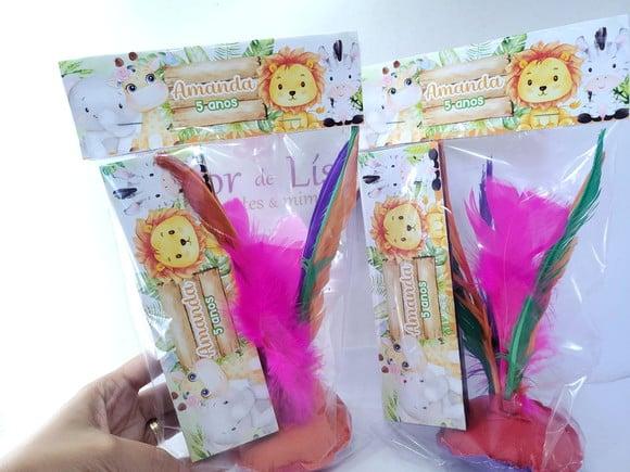 Kit Lembrancinha Safari Baby Dominó e Peteca Personalizado