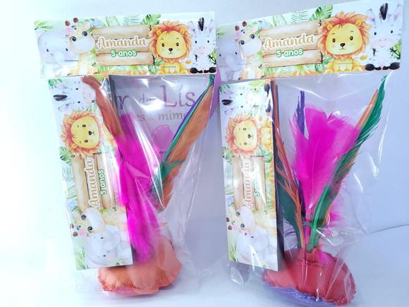 Kit Lembrancinha Safari Baby Dominó e Peteca Personalizado