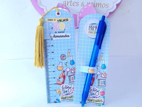Kit Marca Página Régua e Caneta Dia dos Professores