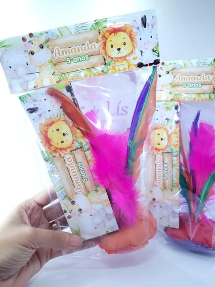 Kit Lembrancinha Safari Baby Dominó e Peteca Personalizado