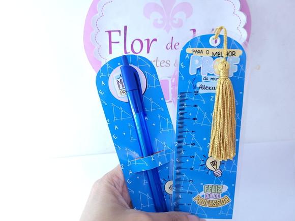 Kit Marca Página Régua e Caneta Dia dos Professores Presente