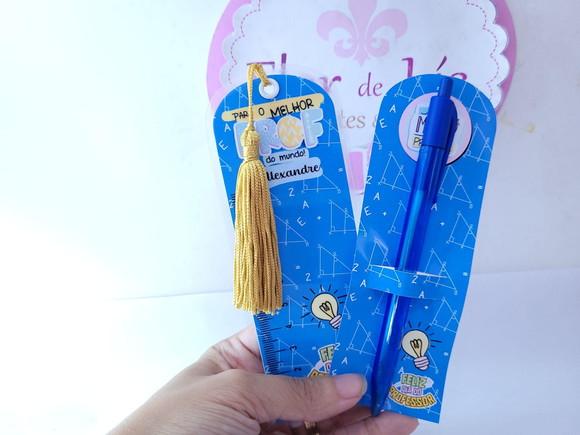 Kit Marca Página Régua e Caneta Dia dos Professores Presente