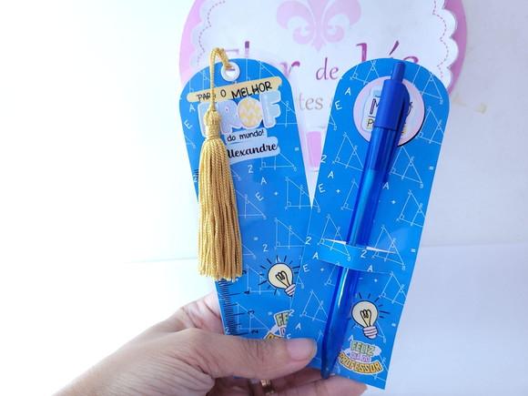 Kit Marca Página Régua e Caneta Dia dos Professores Presente
