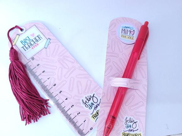 Kit Marca Página Régua e Caneta Professora de Inglês Teacher