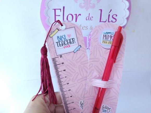 Kit Marca Página Régua e Caneta Professora de Inglês Teacher