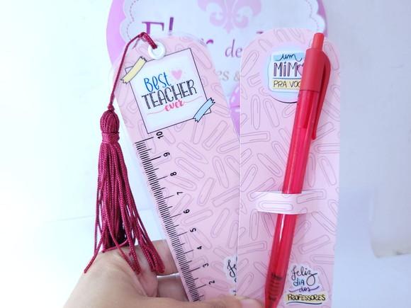 Kit Marca Página Régua e Caneta Professora de Inglês Teacher