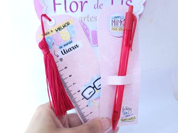 Kit Marca Página Régua e Caneta Presente Dia dos Professores